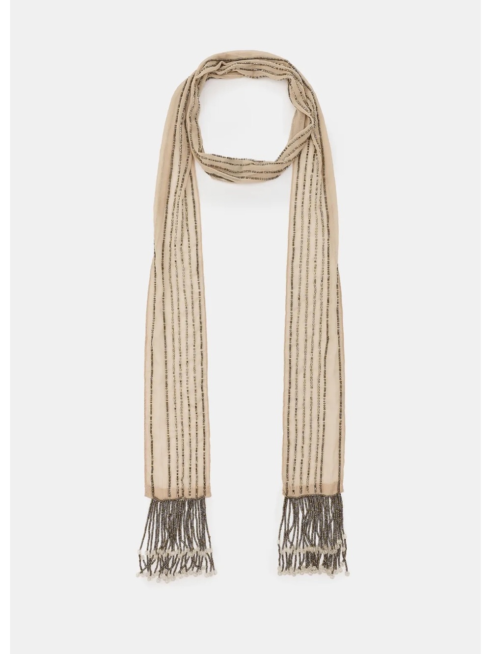 ZARA BEADED FRINGE SCARF